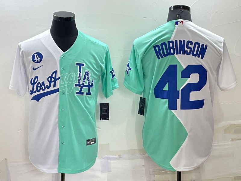 Men Los Angeles Dodgers #42 Robinson green white Nike 2022 MLB Jersey1